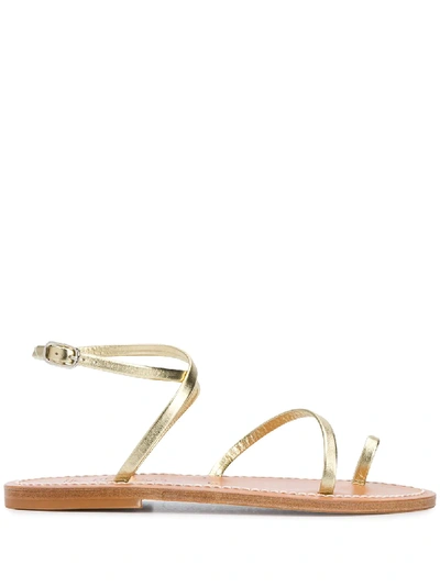 Kjacques Loki Asymmetric Flat Sandals In Gold