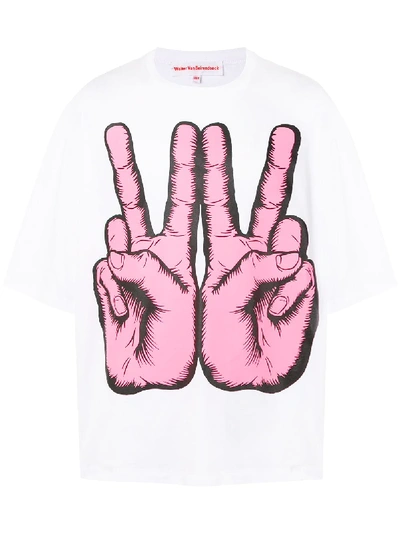 Walter Van Beirendonck Peace Sign Print T-shirt In White