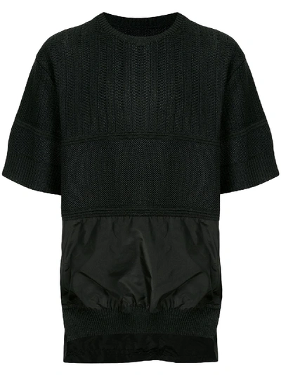 Undercover Contrast-panel Knit T-shirt In Black