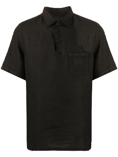Costumein Corfù Linen Polo Shirt In Black