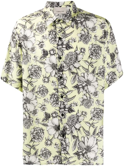 Laneus Short-sleeved Floral Print Shirt In Yellow