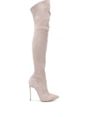 Casadei Thigh-length Leather Boots In Neutrals