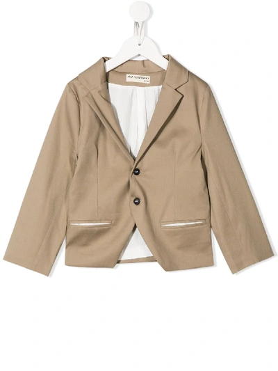 Anja Schwerbrock Teen Single Breasted Blazer In Neutrals