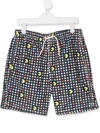 Mc2 Saint Barth Teen Pacman Print Drawstring Swim Shorts In Blue