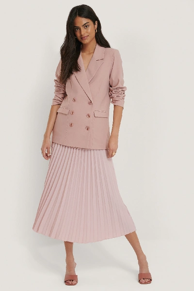 Na-kd Classic Straight Double Button Blazer - Pink In Dusty Pink