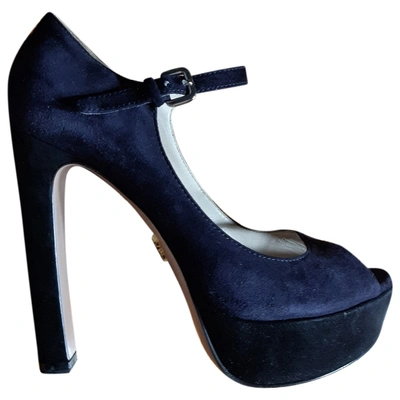 Pre-owned Prada Heels In Navy