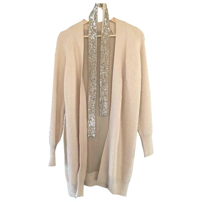 Pre-owned Pinko Wool Cardigan In Beige