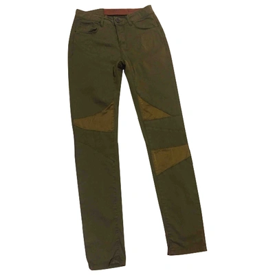 Pre-owned Pinko Slim Pants In Green