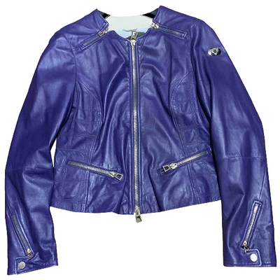 Pre-owned Diego Dolcini Leather Jacket In Purple