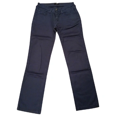 Pre-owned Fay Straight Pants In Navy