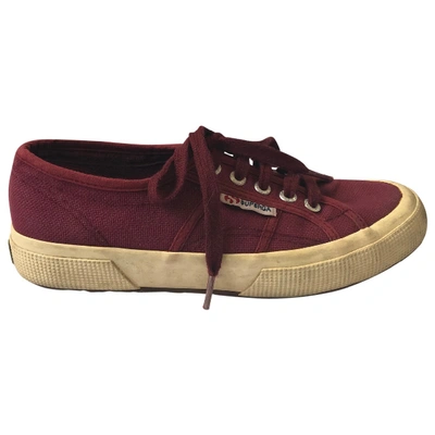 Pre-owned Superga Cloth Trainers In Burgundy