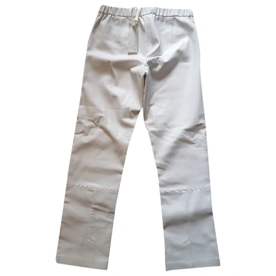 Pre-owned Pinko Large Pants In White