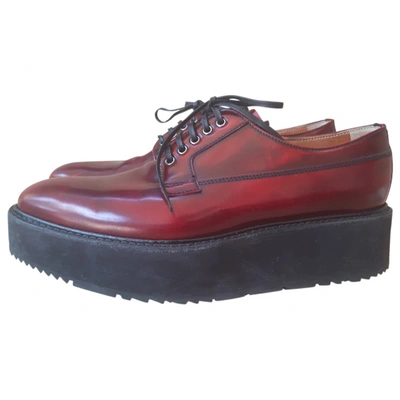 Pre-owned Prada Leather Lace Ups In Red