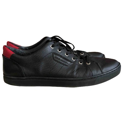 Pre-owned Dolce & Gabbana Leather Low Trainers In Black
