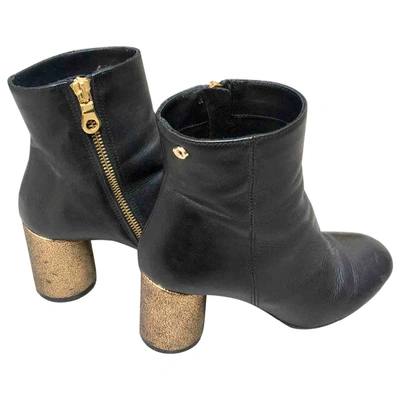 Pre-owned Ottod'ame Leather Ankle Boots In Black