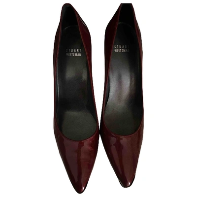 Pre-owned Stuart Weitzman Patent Leather Heels In Burgundy