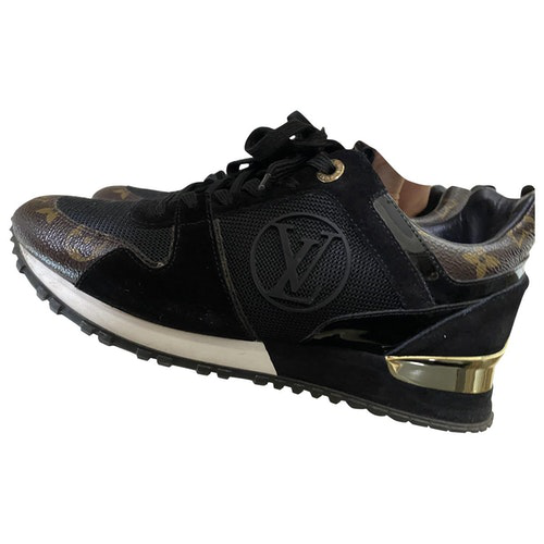Pre-Owned Louis Vuitton Run Away Black Leather Trainers | ModeSens