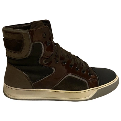 Pre-owned Lanvin Leather High Trainers In Brown