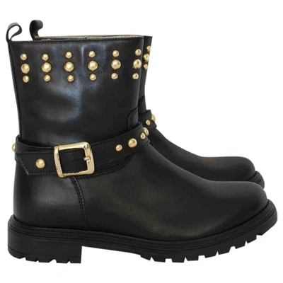 Pre-owned Twinset Leather Biker Boots In Black