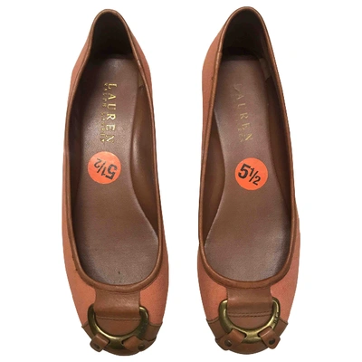 Pre-owned Lauren Ralph Lauren Cloth Flats In Camel