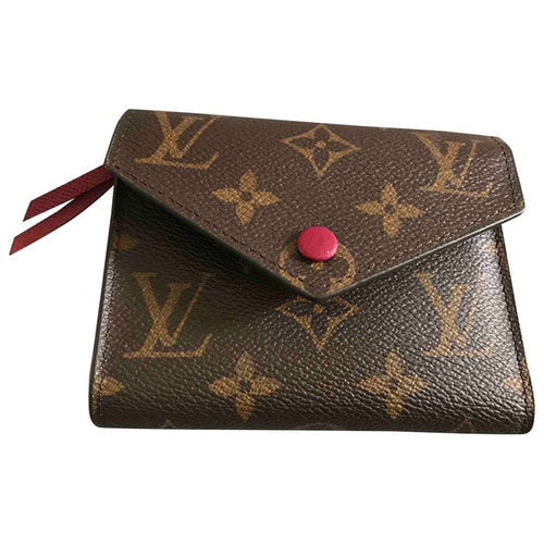 Pre-Owned Louis Vuitton Victorine Brown Cloth Wallet | ModeSens