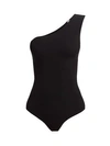 Commando Ballet One-shoulder Stretch-jersey Thong Bodysuit In Black