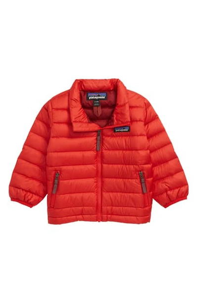Patagonia Babies' Down Sweater Jacket In Frod Fire W/ Oxide Red