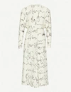 Victoria Beckham Signature-print Crepe Midi Dress In Cream%2fblack