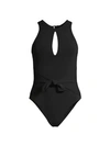 Robin Piccone Ava High-neck Cutout One-piece Swimsuit In Black