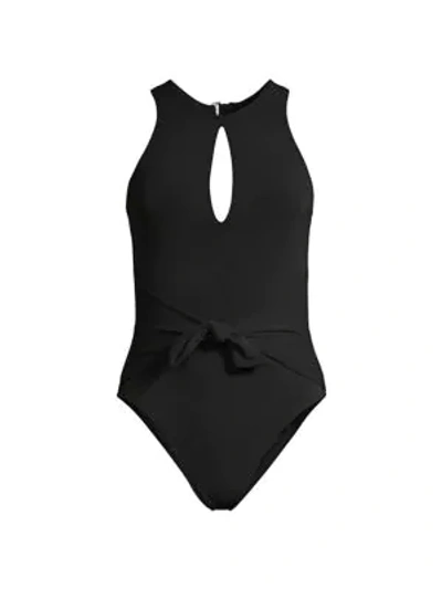 Robin Piccone Ava High-neck Cutout One-piece Swimsuit In Black