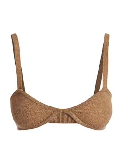 Khaite Eda Cashmere Knit Bralette Top In Camel