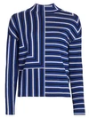 AKRIS PUNTO Square Stripe Mockneck Pullover Sweater
