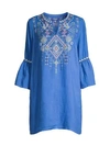 JOHNNY WAS Workshop Chiara Embroidered Linen Tunic Dress