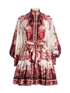 ZIMMERMANN Wavelength Blouson-Sleeve Silk Dress
