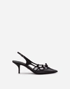 DOLCE & GABBANA SLINGBACK SHOES IN MESH AND GROSGRAIN