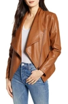 Bb Dakota Gabrielle Faux Leather Asymmetrical Jacket In Saddle Brown