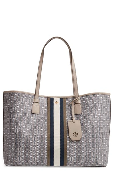 Tory Burch Gemini Link Coated Canvas Tote In Gray Heron Gemini Link