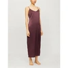 La Perla Long Silk Slip Nightgown In Burgundy