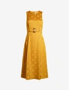 TED BAKER WOMENS YELLOW INNABEL POLKA-DOT SATIN-CREPE MIDI DRESS 8,R00112887