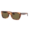 RAY BAN CARIBBEAN SUNGLASSES STRIPED HAVANA FRAME BROWN LENSES POLARIZED 52-22