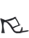 Les Petits Joueurs Hoya Studded Satin Mules In Black