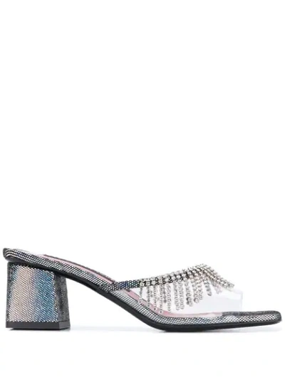 Les Petits Joueurs 70mm Zahir Suede & Pvc Sandals In Silver