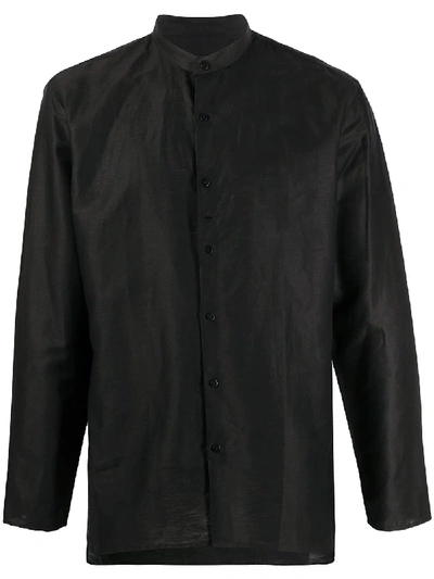 Costumein Mandarin Collar Long-sleeved Shirt In Black