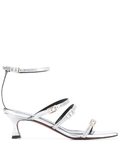 Manu Atelier Buckled Straps Sandals In Silver