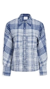 COLOVOS CHECK FRONT YOKE POCKET BLOUSE