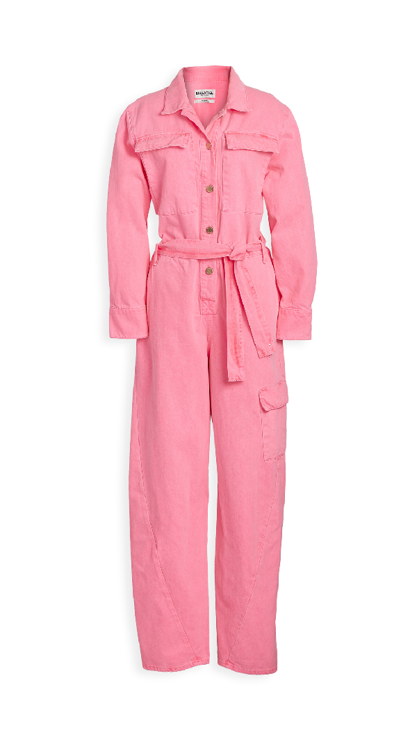 pink denim boiler suit