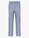 Frescobol Carioca Oscar Drawstring-waist Linen-blend Trousers In Blue