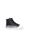 BURBERRY KIDS LEATHER MINI LARKHALL HIGH-TOP SNEAKERS,15417202