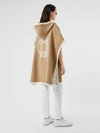 BURBERRY BURBERRY LOGO GRAPHIC WOOL CASHMERE JACQUARD HOODED CAPE,80315821