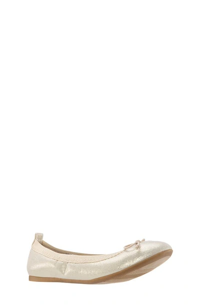 Nina Kids' Esther Ballet Flat In Off White Embossed Metallic